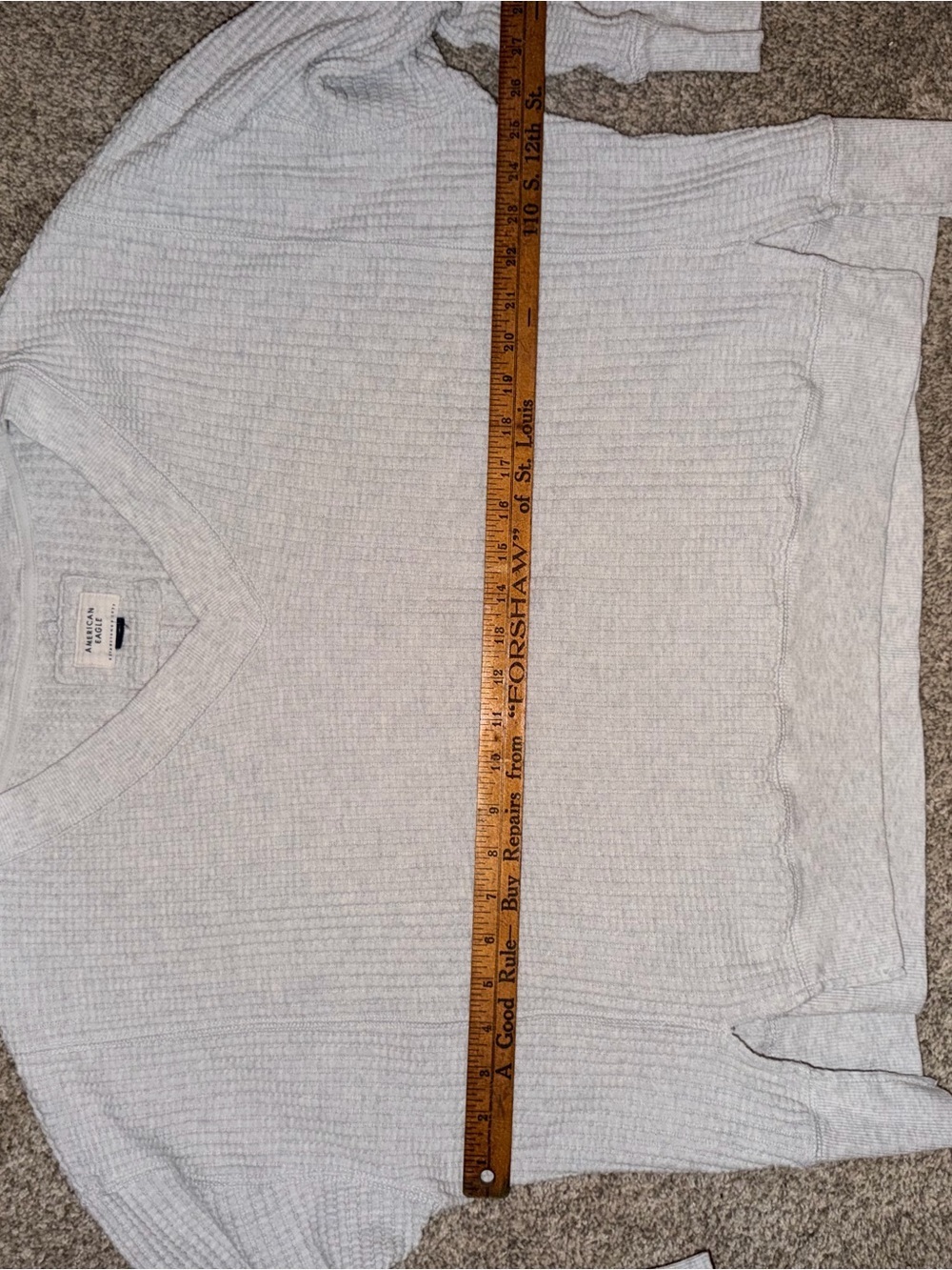 GT-0054 American Eagle Waffle Knit Oversized V-Neck Pullover Gray Small - Picture 6 of 7